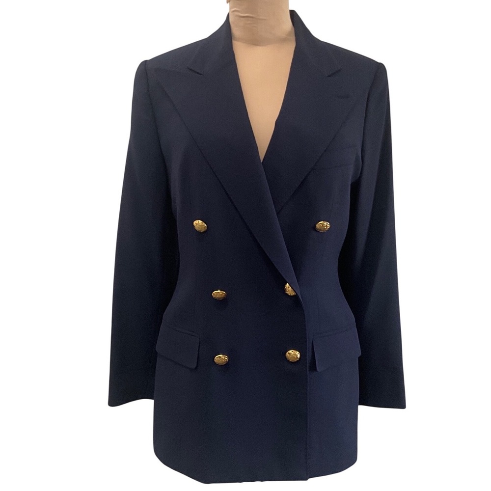 Ralph Lauren Collection Classics Vintage Navy Double Breasted Wool Blazer Size 6